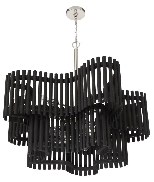 Freeform 10 Light Chandelier in Polished Nickel/Black Walnut Chandelier Craftmade