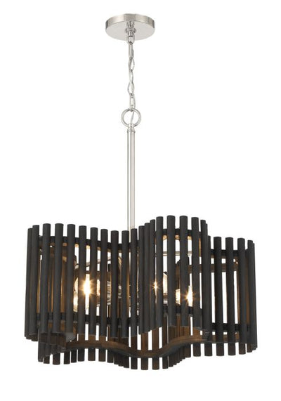 Freeform 5 Light Medium Chandelier in Polished Nickel/Black Walnut Chandelier Craftmade