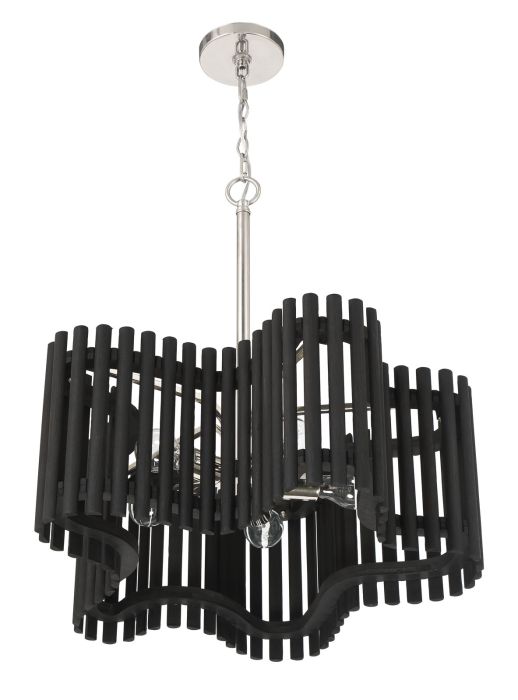 Freeform 5 Light Medium Chandelier in Polished Nickel/Black Walnut Chandelier Craftmade