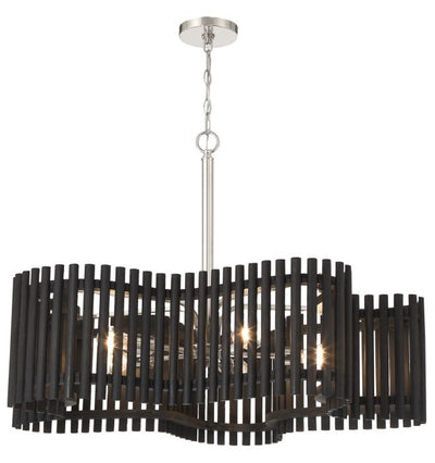 Freeform 5 Light Large Chandelier in Polished Nickel/Black Walnut Chandelier Craftmade