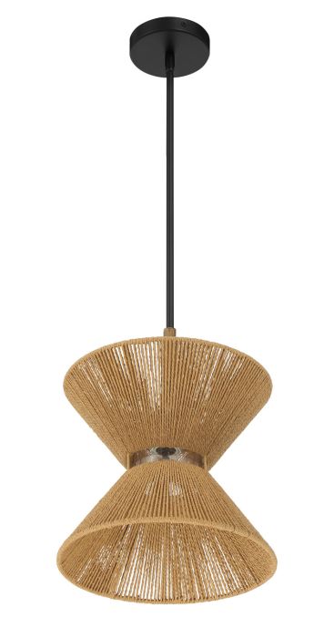 Serena 1 Light Pendant in Flat Black/Walnut Pendant Craftmade