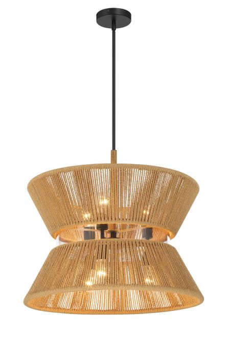 Serena 6 Light Pendant in Flat Black/Walnut Pendant Craftmade