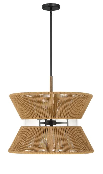 Serena 6 Light Pendant in Flat Black/Walnut Pendant Craftmade