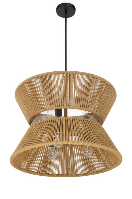 Serena 6 Light Pendant in Flat Black/Walnut Pendant Craftmade