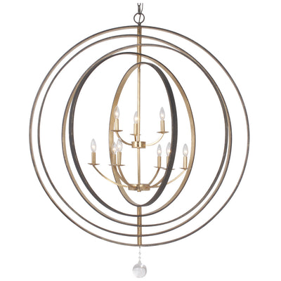 Luna 9 Light English Bronze + Antique Gold Chandelier Chandelier Crystorama