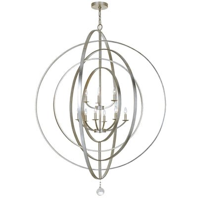 Luna 9 Light Antique Silver Chandelier Chandelier Crystorama