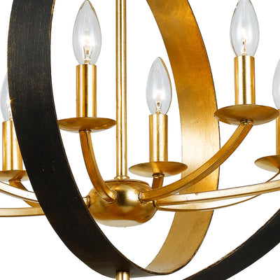 Luna 8 Light English Bronze + Antique Gold Oval Chandelier Chandelier Crystorama