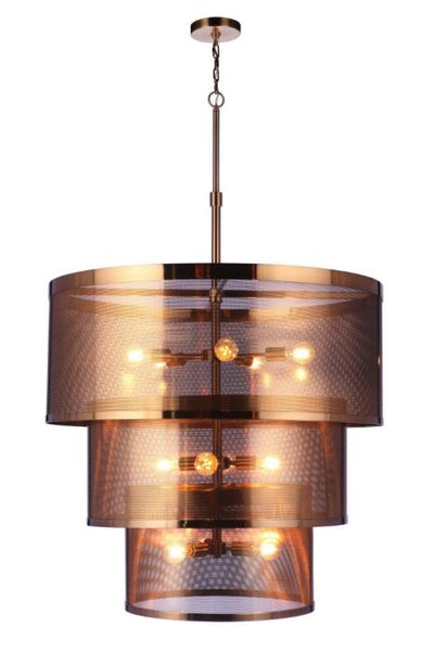 Mesh 12 Light Pendant in Satin Brass Pendant Craftmade