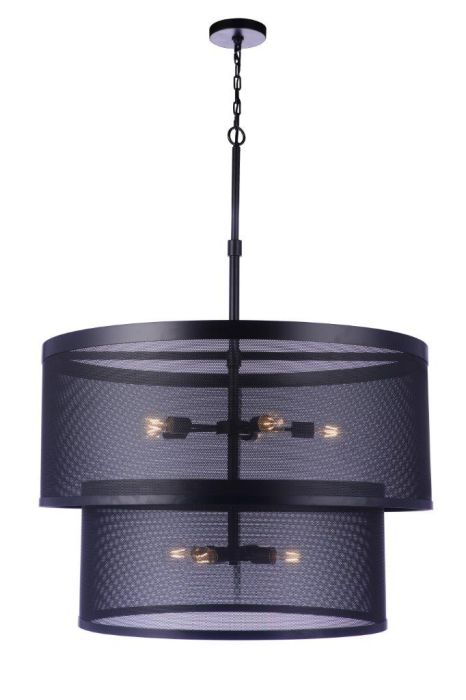 Mesh 9 Light Pendant in Flat Black Pendant Craftmade