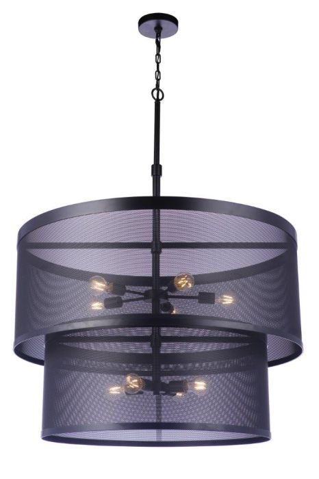 Mesh 9 Light Pendant in Flat Black Pendant Craftmade