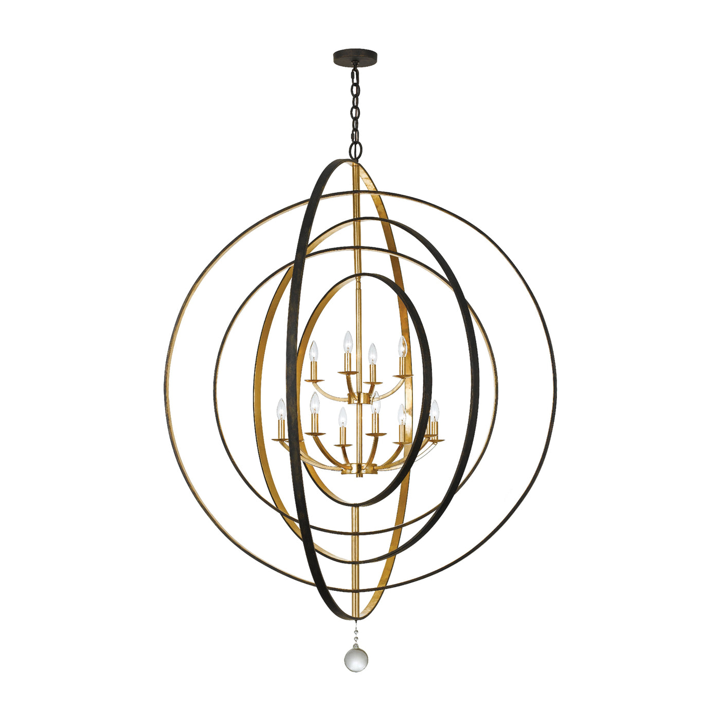 Luna 12 Light English Bronze + Antique Gold Chandelier Chandelier Crystorama