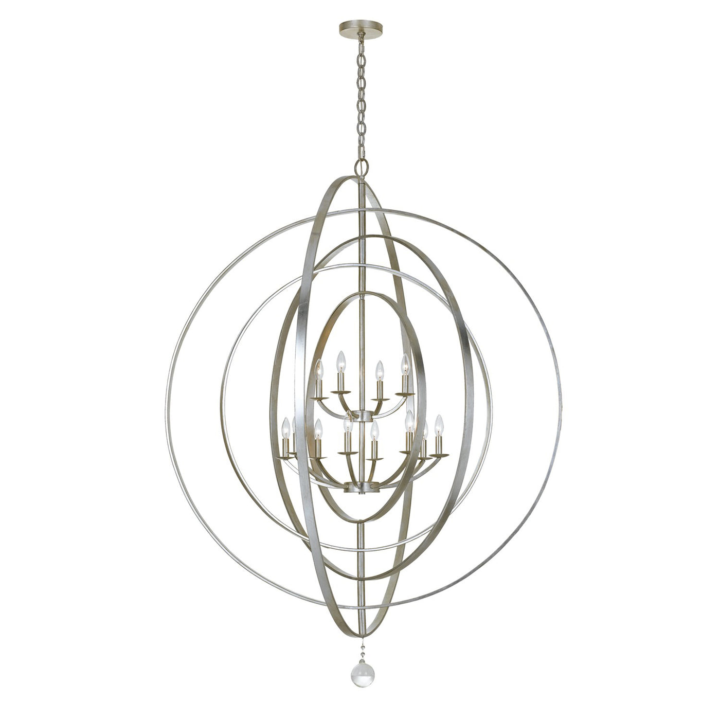 Luna 12 Light Antique Silver Sphere Chandelier Chandelier Crystorama