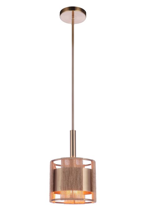 Kensey 1 Light Mini Pendant in Satin Brass Pendant Craftmade