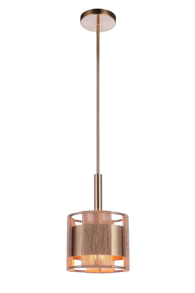 Kensey 1 Light Mini Pendant in Satin Brass Pendant Craftmade