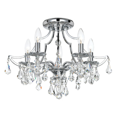 Cedar 5 Light Swarovski Strass Crystal Polished Chrome Semi Flush Mount Semi Flush Crystorama