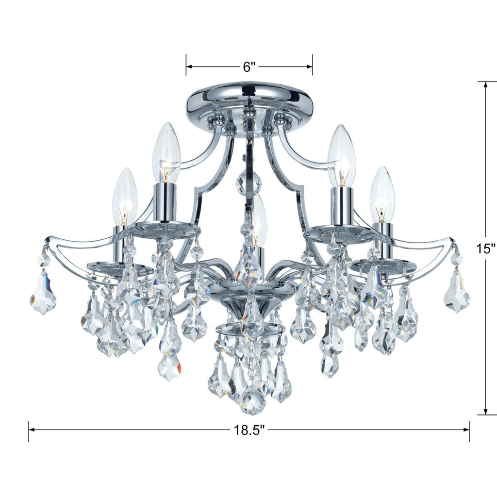 Cedar 5 Light Swarovski Strass Crystal Polished Chrome Semi Flush Mount Semi Flush Crystorama