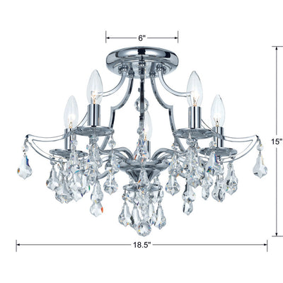 Cedar 5 Light Swarovski Strass Crystal Polished Chrome Semi Flush Mount Semi Flush Crystorama