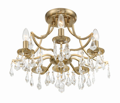 Cedar 5 Light Vibrant Gold Semi Flush Mount Semi Flush Crystorama