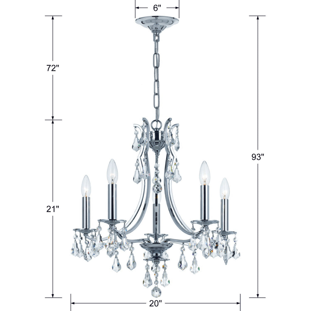 Cedar 5 Light Polished Chrome Chandelier Chandelier Crystorama