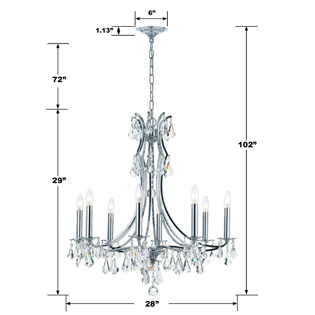 Cedar 8 Light Polished Chrome Chandelier Chandelier Crystorama