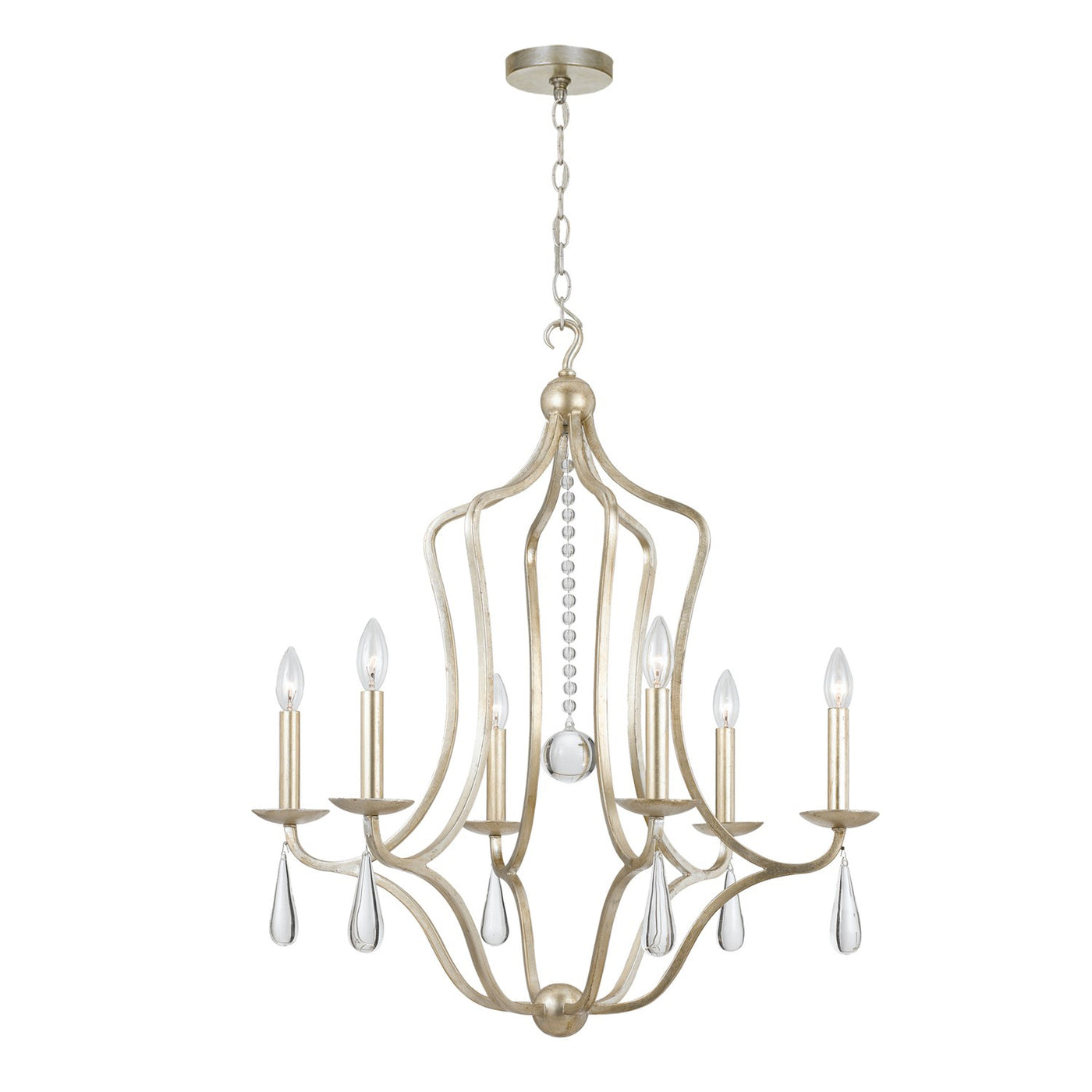 Manning 6 Light Silver Leaf Chandelier Chandelier Crystorama