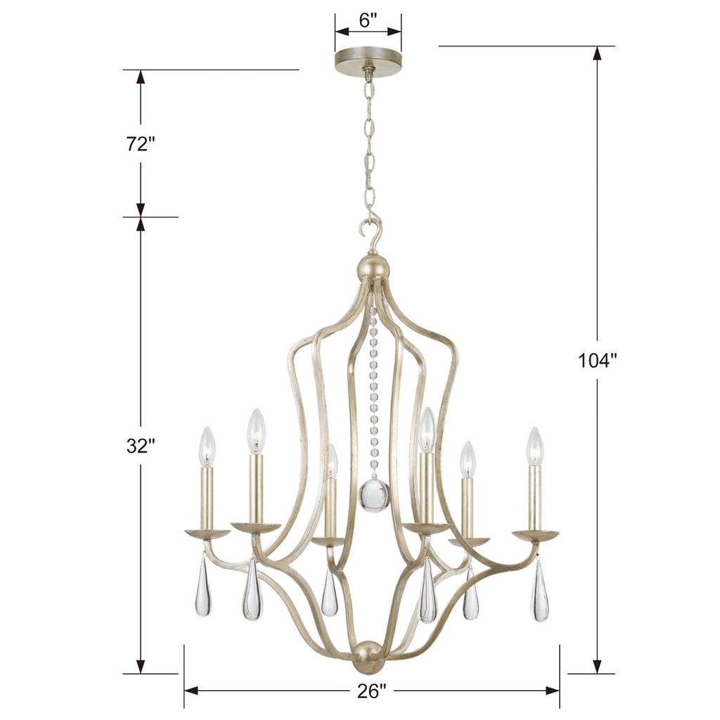 Manning 6 Light Silver Leaf Chandelier Chandelier Crystorama