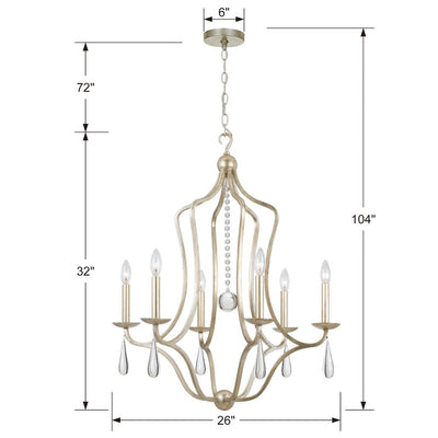 Manning 6 Light Silver Leaf Chandelier Chandelier Crystorama