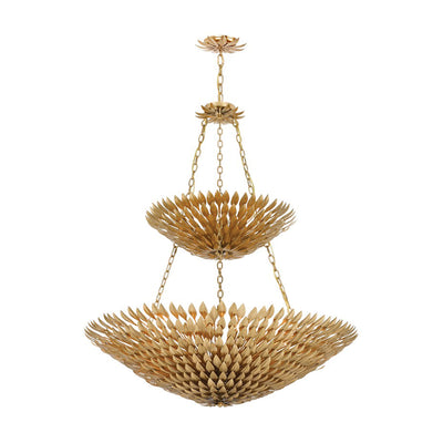 Broche 18 Light Antique Gold Leaf Chandelier Chandelier Crystorama