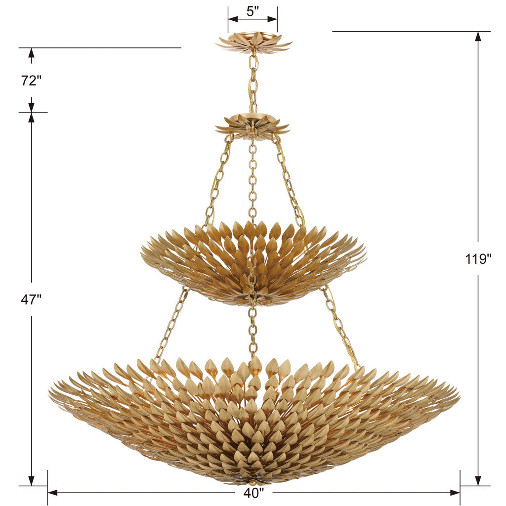 Broche 18 Light Antique Gold Leaf Chandelier Chandelier Crystorama