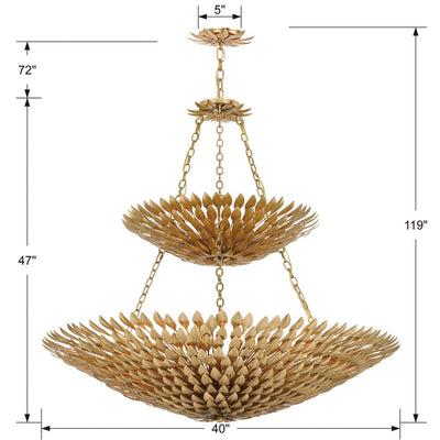 Broche 18 Light Antique Gold Leaf Chandelier Chandelier Crystorama