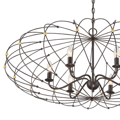 Zucca 6 Light English Bronze + Antique Gold Chandelier Chandelier Crystorama