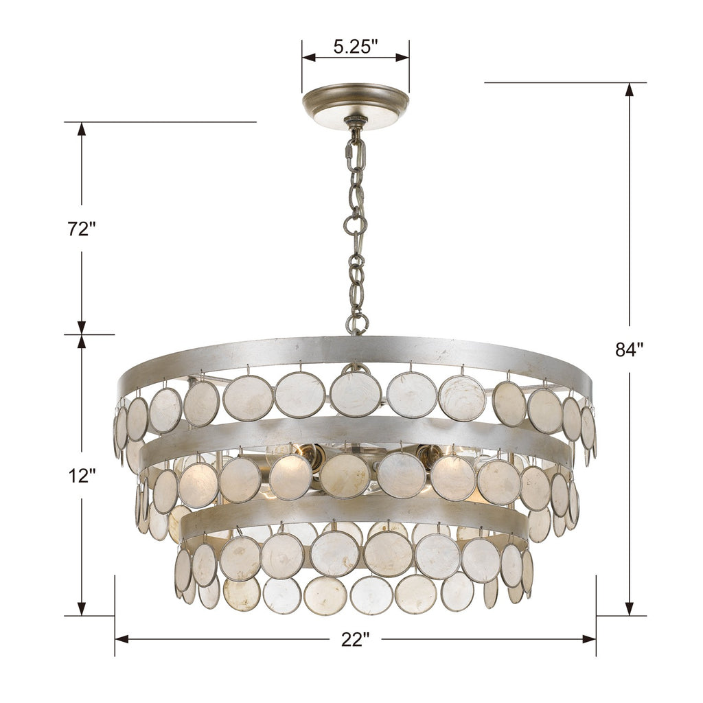 Coco 6 Light Antique Silver Chandelier Chandelier Crystorama