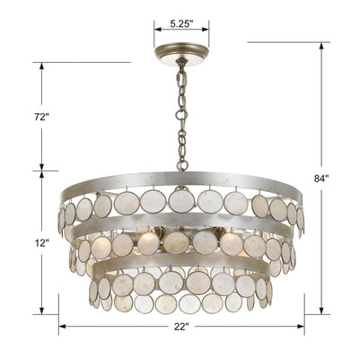 Coco 6 Light Antique Silver Chandelier Chandelier Crystorama