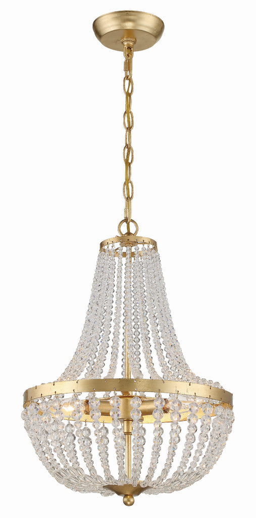 Rylee 3 Light Antique Gold Mini Chandelier Chandelier Crystorama