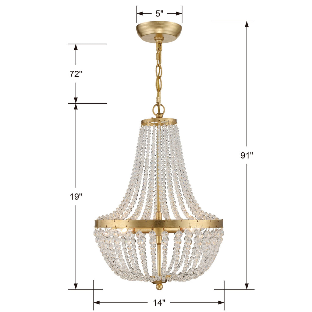 Rylee 3 Light Antique Gold Mini Chandelier Chandelier Crystorama