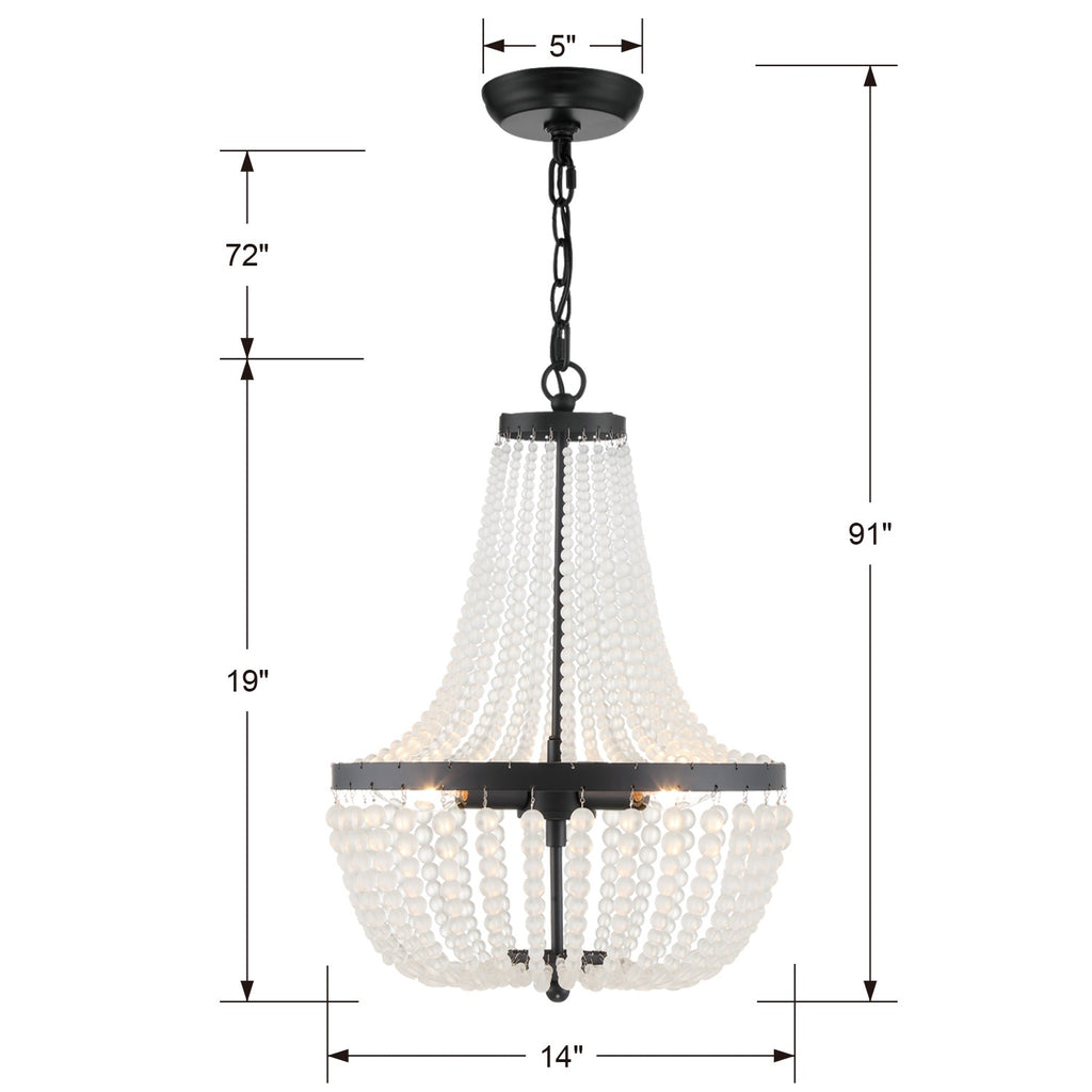 Rylee 3 Light Matte Black Mini Chandelier Chandelier Crystorama