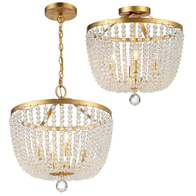 Rylee 4 Light Antique Gold Mini Chandelier Chandelier Crystorama