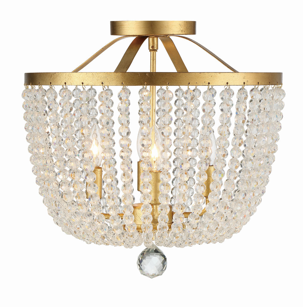 Rylee 4 Light Antique Gold Semi Flush Mount Semi Flush Crystorama