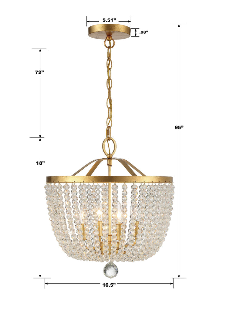 Rylee 4 Light Antique Gold Mini Chandelier Chandelier Crystorama