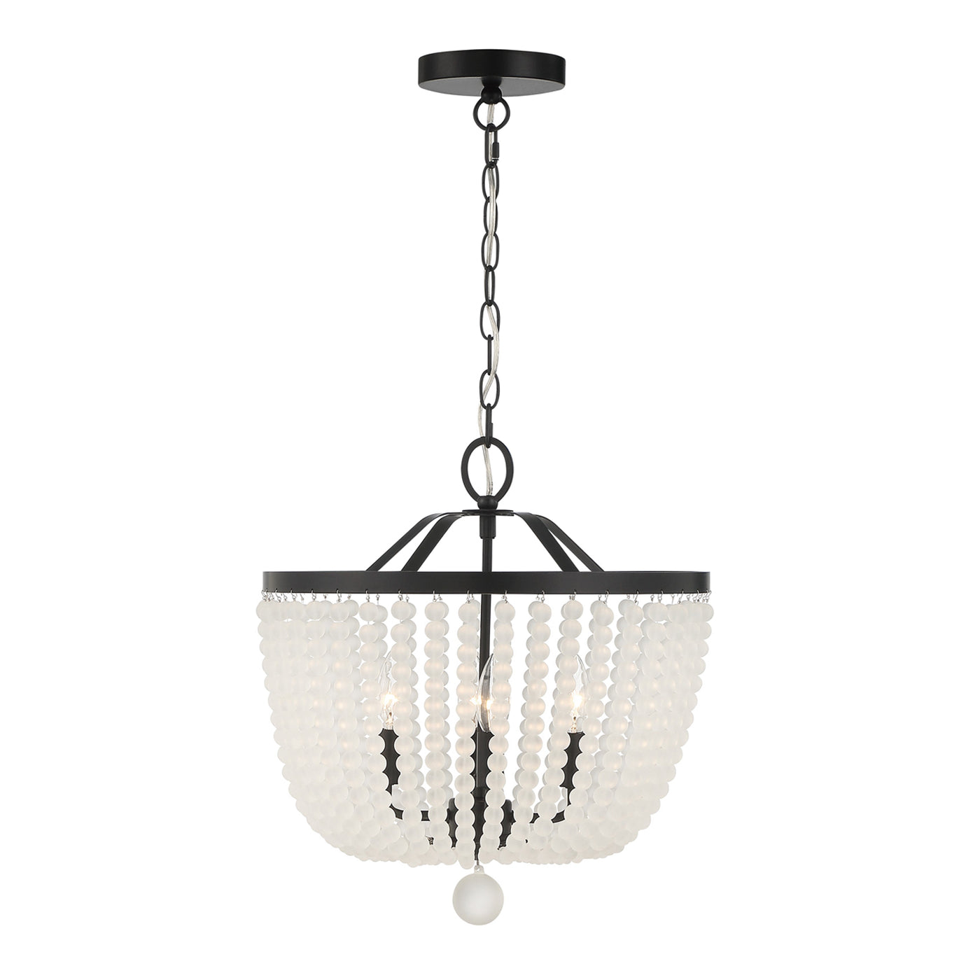 Rylee 4 Light Matte Black Frosted Beads Mini Chandelier Chandelier Crystorama