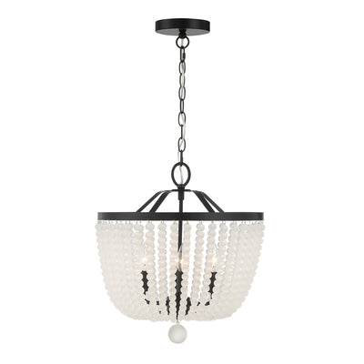 Rylee 4 Light Matte Black Frosted Beads Mini Chandelier Chandelier Crystorama