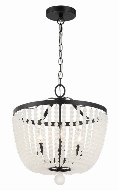 Rylee 4 Light Matte Black Frosted Beads Mini Chandelier Chandelier Crystorama