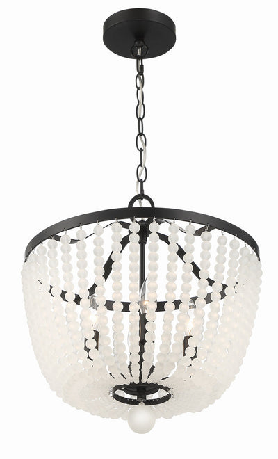 Rylee 4 Light Matte Black Frosted Beads Mini Chandelier Chandelier Crystorama