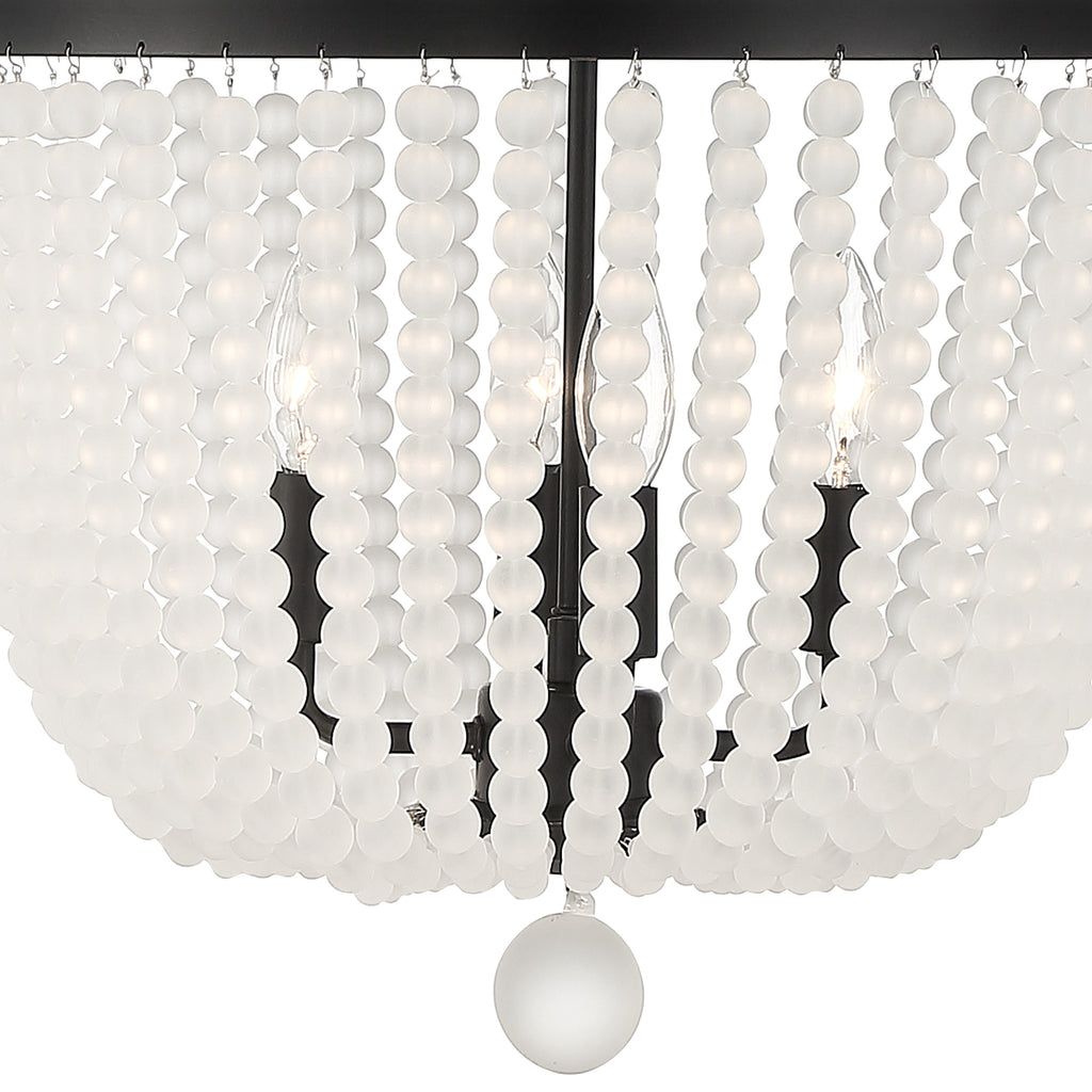 Rylee 4 Light Matte Black Frosted Beads Mini Chandelier Chandelier Crystorama