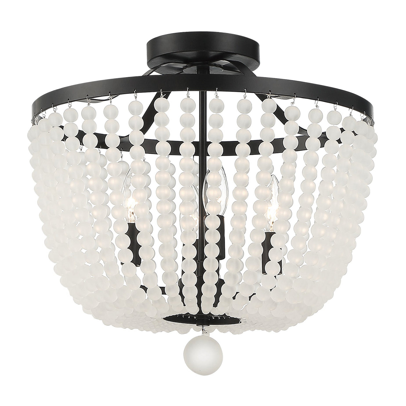 Rylee 4 Light Matte Black Frosted Beads Semi Flush Mount Semi Flush Crystorama