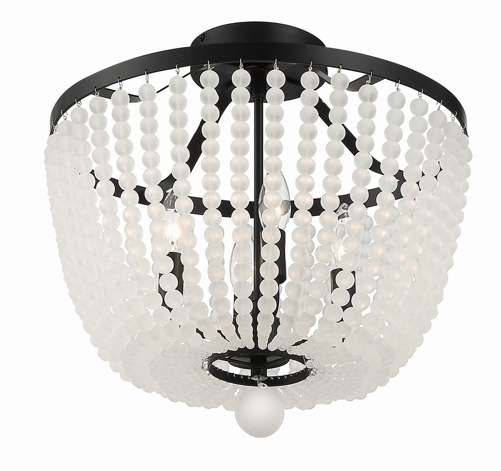 Rylee 4 Light Matte Black Frosted Beads Semi Flush Mount Semi Flush Crystorama