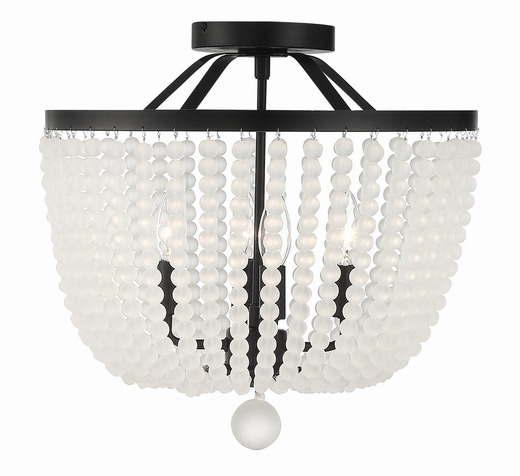 Rylee 4 Light Matte Black Frosted Beads Semi Flush Mount Semi Flush Crystorama