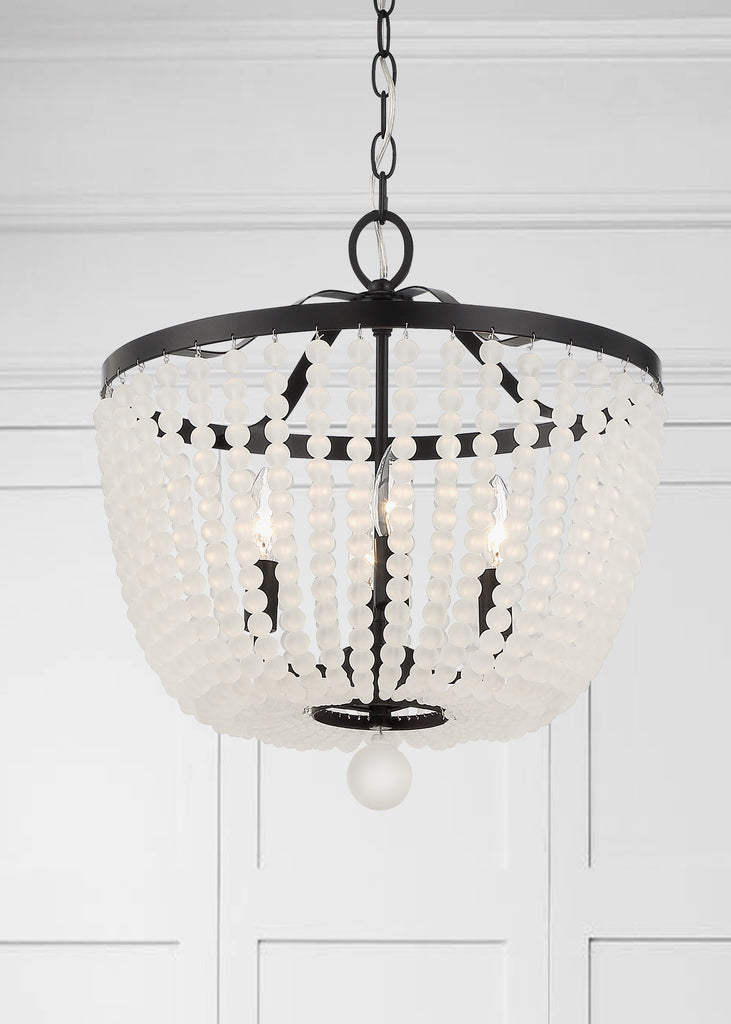 Rylee 4 Light Matte Black Frosted Beads Mini Chandelier Chandelier Crystorama