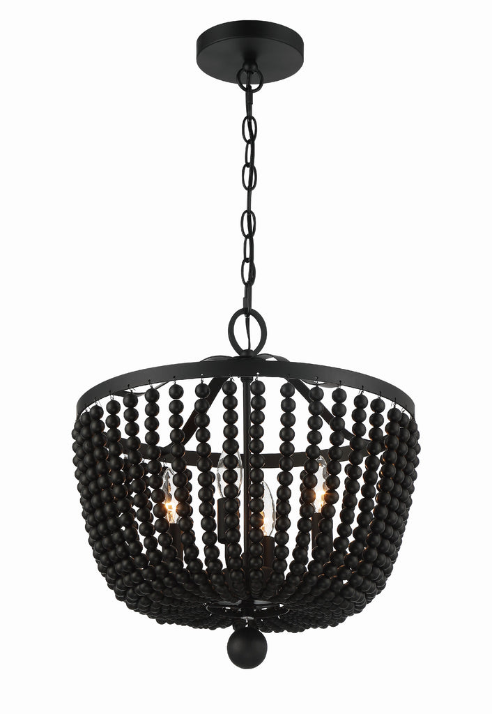 Rylee 4 Light Matte Black Mini Chandelier Chandelier Crystorama