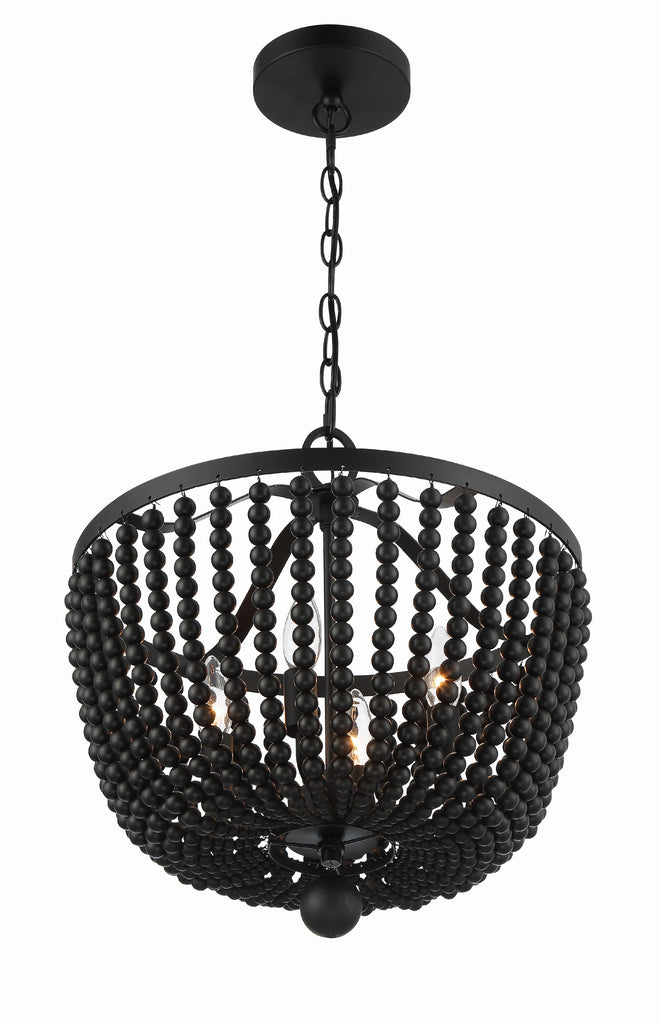 Rylee 4 Light Matte Black Mini Chandelier Chandelier Crystorama